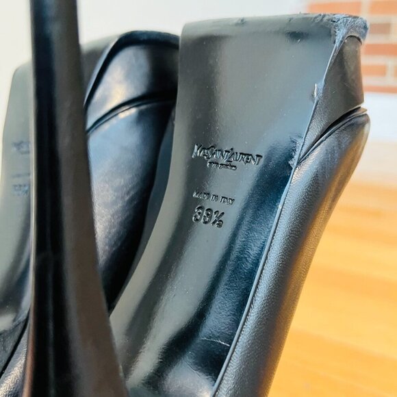 Saint Laurent YSL Black Calfskin Janis Stiletto Heel Platform Pumps 38.5 - Picture 14 of 16